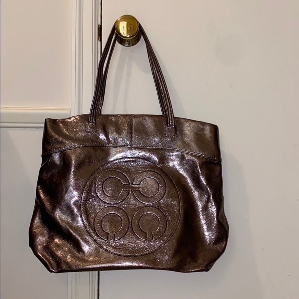 Metallic sliver Coach tote